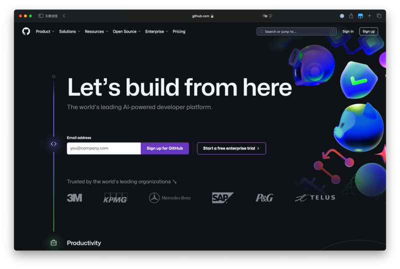 Step 1: Visit GitHub's website