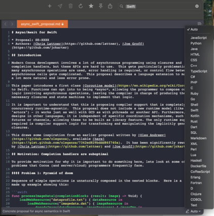 Syntax highlighting feature